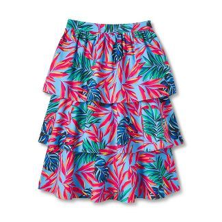 Women's Tropical Print Tiered Midi Skirt - Tabitha Brown for Target Blue/Pink | Target