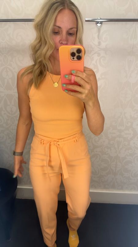 This fit and color is sooooo good!!! I would size down in top and TTS In pants! I did a size 6!!! #hocspring #tangerine 

#LTKSaleAlert #LTKWorkwear #LTKFindsUnder100