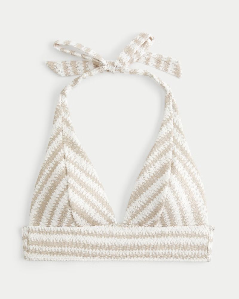 Women's Crochet-Style Longline Triangle Bikini Top | Women's Swimwear | HollisterCo.com | Hollister (US)