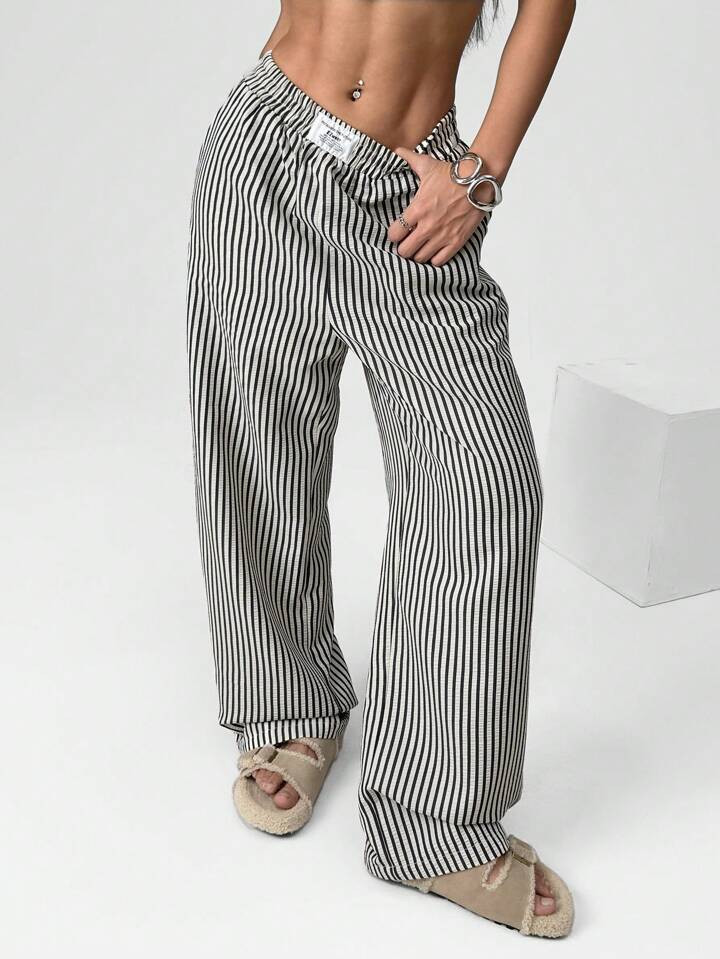 SHEIN EZwear 1pc Women's Striped Woven Wide Leg Pants | SHEIN