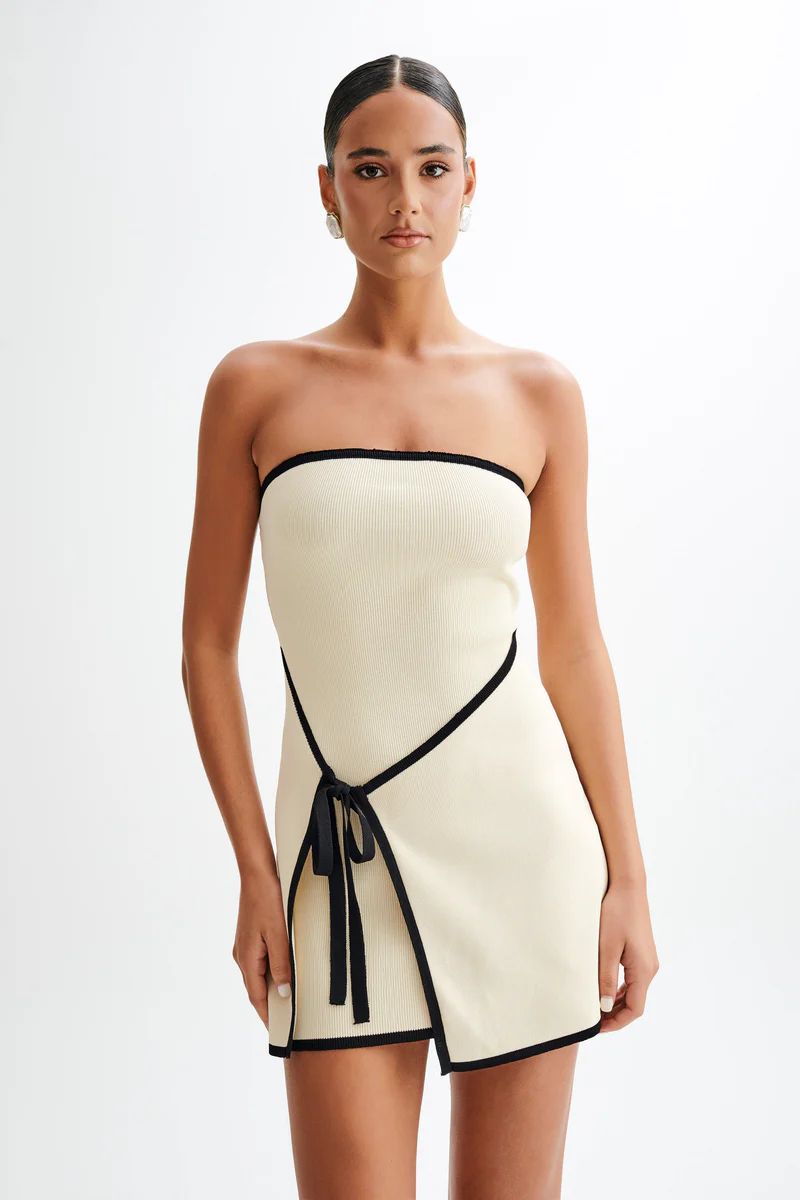 Rian Strapless Knit Mini Dress - Cream | MESHKI US