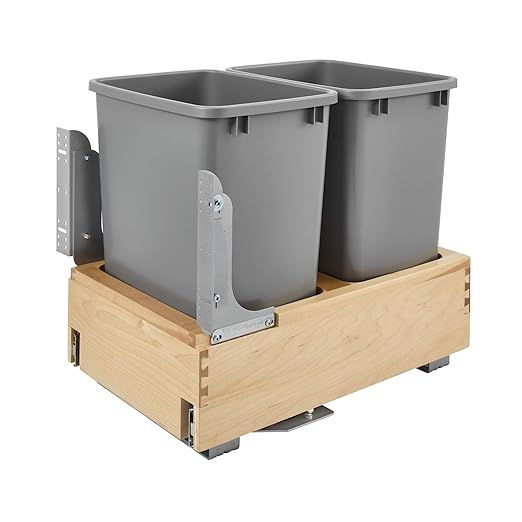 Rev-A-Shelf 4WCBM-18DM-2 Double 35-Quart Maple Bottom Mount Pullout Waste Container Trash Cans wi... | Amazon (US)