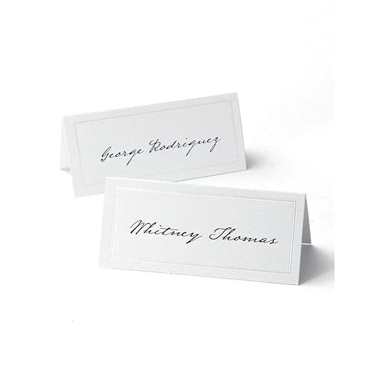 Gartner Studios White Pearl Place Cards,White Cardstock Table Placecards with Pearl Border for We... | Amazon (US)