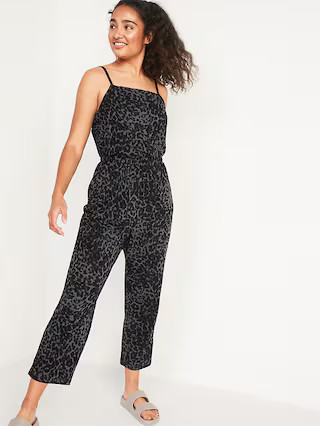 Waist-Defined Sleeveless Cropped Cami Jumpsuit for Women | Old Navy (US)