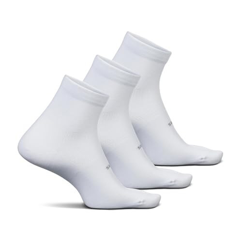 Feetures High Performance Max Cushion Quarter Sock for Women & Men - Moisture-Wicking Athletic Socks - White,Small (3 Pair) | Amazon (US)