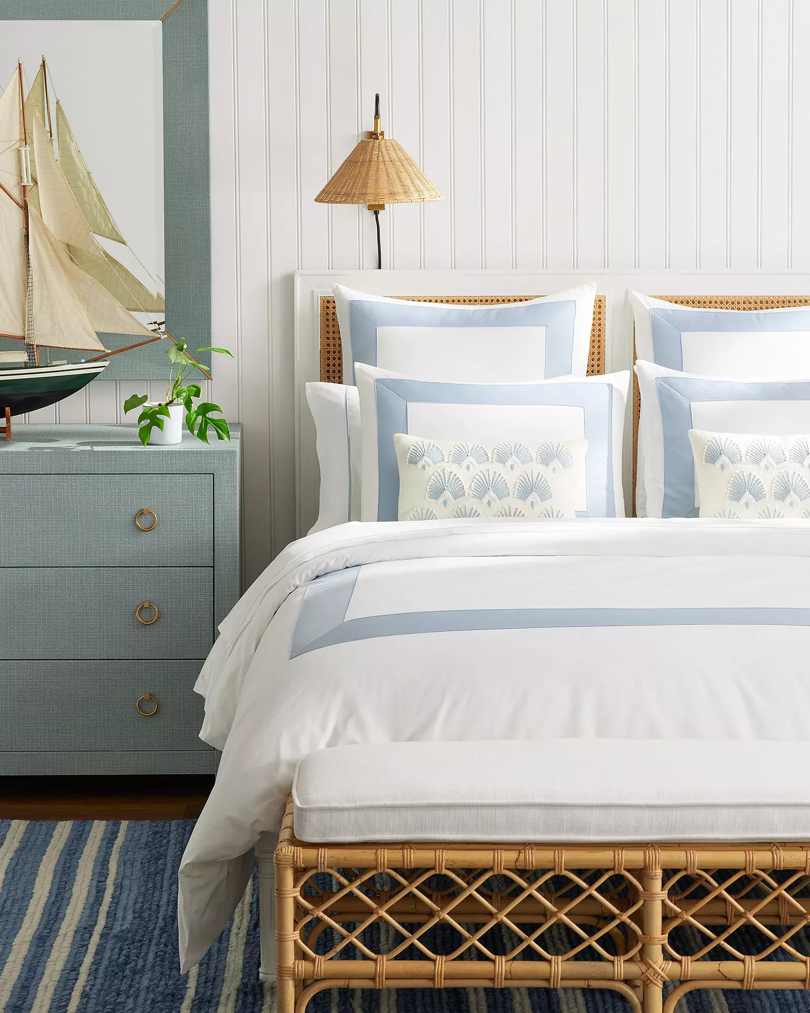 Beach Club Border Percale Duvet Cover | Serena and Lily