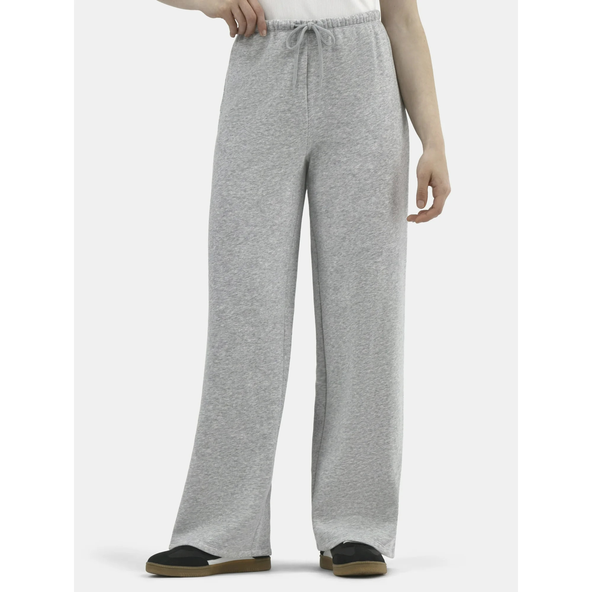 No Boundaries Soft Fleece Wide Leg Sweatpants, Women’s | Walmart (US)