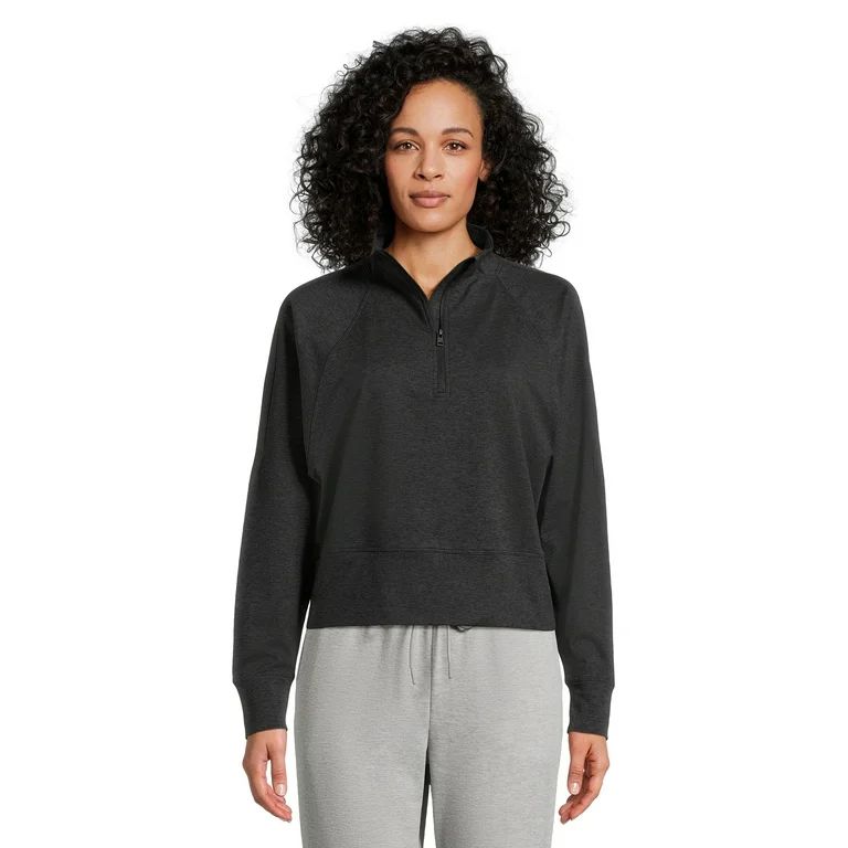 Athletic Works Women’s ButterCore Long Sleeve Mock Neck Quarter Zip Pullover Top, Sizes XS-XXXL... | Walmart (US)