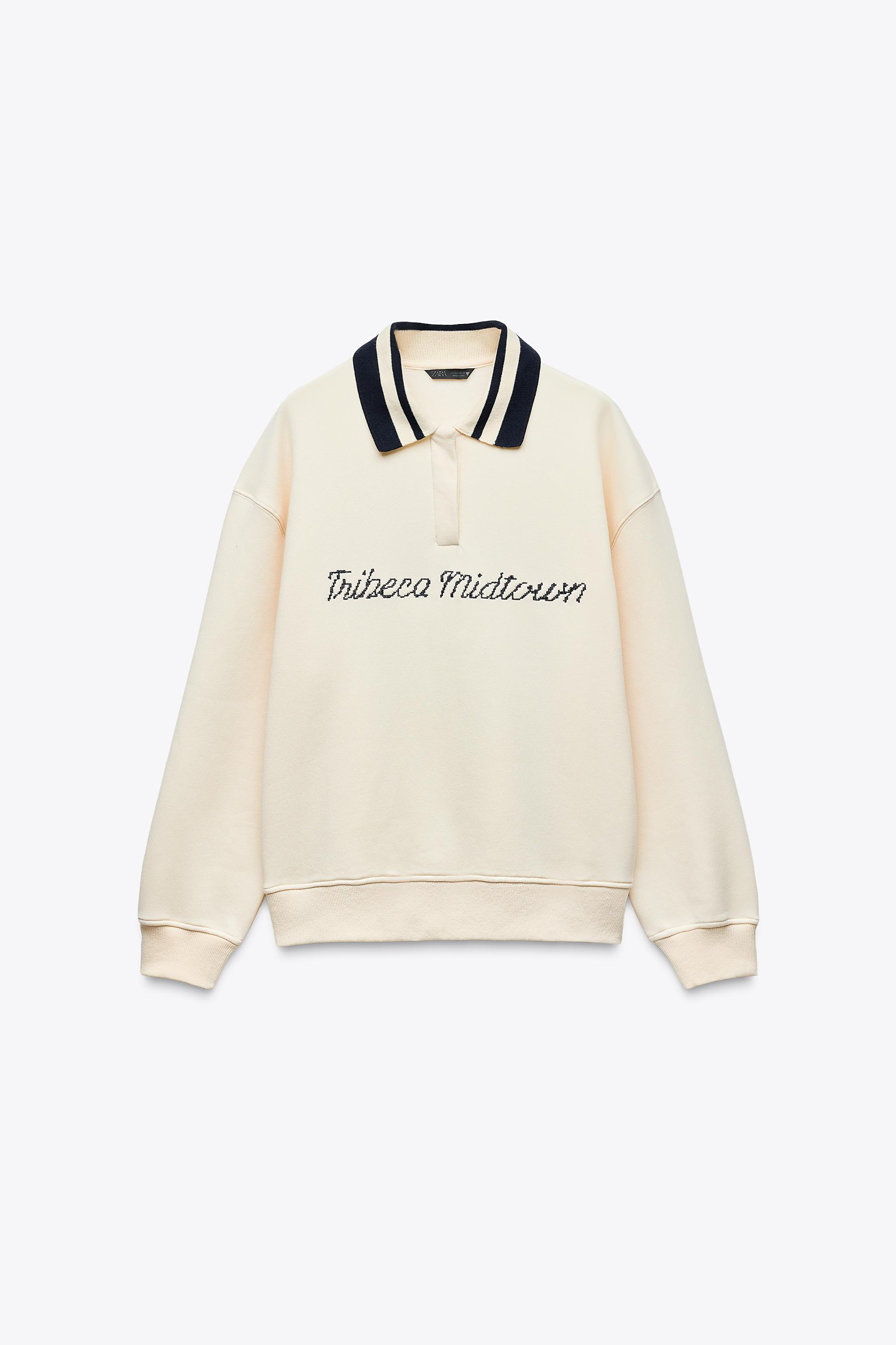 POLO COLLAR SWEATSHIRT WITH SLOGAN | Zara UK
