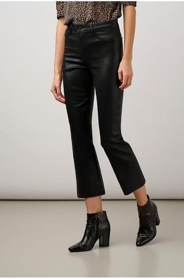 kendra crop bootcut jean in noir coated | Trilogy Stores