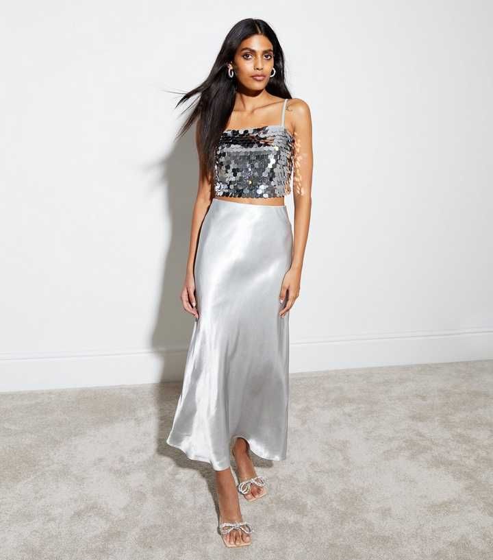 Silver Satin Midaxi Skirt
						
						Add to Saved Items
						Remove from Saved Items | New Look (UK)