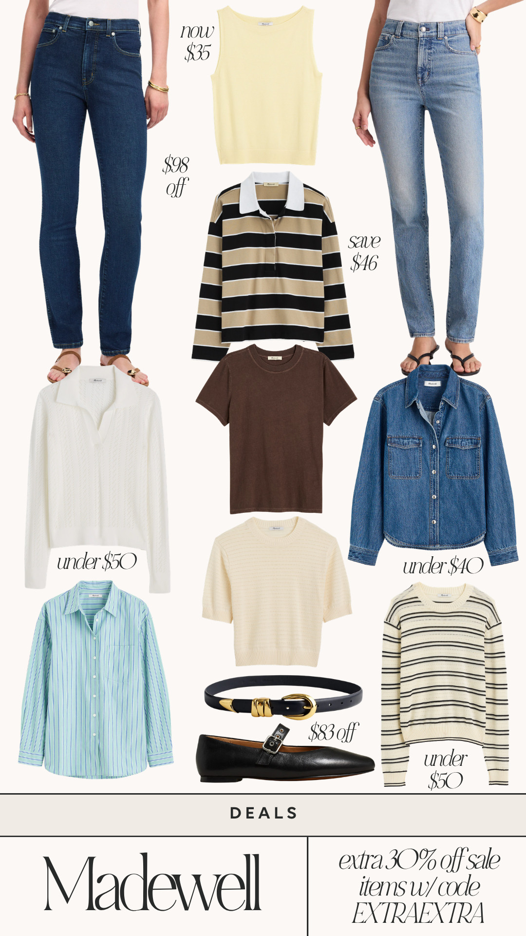 Madewell favorites on sale for an extra 30% off with code EXTRAEXTRA  @Madewell 

#LTKSeasonal #LTKootd #LTKSaleAlert
