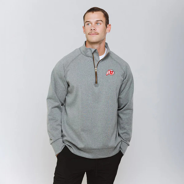 Utah Men's Oxford Zip-Up, Heather Grey | Albion Fit
