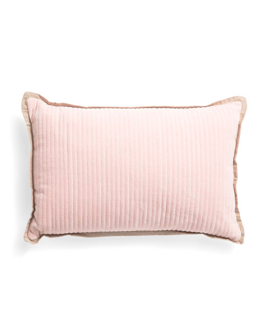 16in X 24in Ribbed Cotton Velvet Pillow With Chambray Flange | TJ Maxx