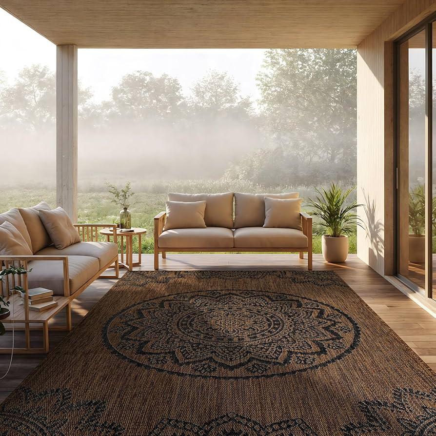 CAMILSON Outdoor Rug 8x10 Modern Area Rugs for Indoor and Outdoor Patios and Porches - Waterproof... | Amazon (US)
