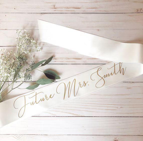 Bride sash, Future MRS. sash, Bachelorette sash, Personalized sash, bridal shower gift | Etsy (US)