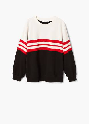 Striped cotton-blend sweatshirt - Women | MANGO (UK)