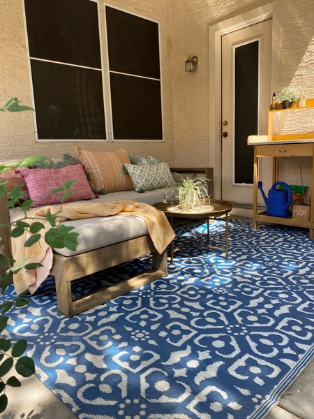 Patio decor. Outdoor area rug. Patio sectional. Garden bench. Backyard decor.

#LTKHome #LTKSeasonal #LTKSaleAlert