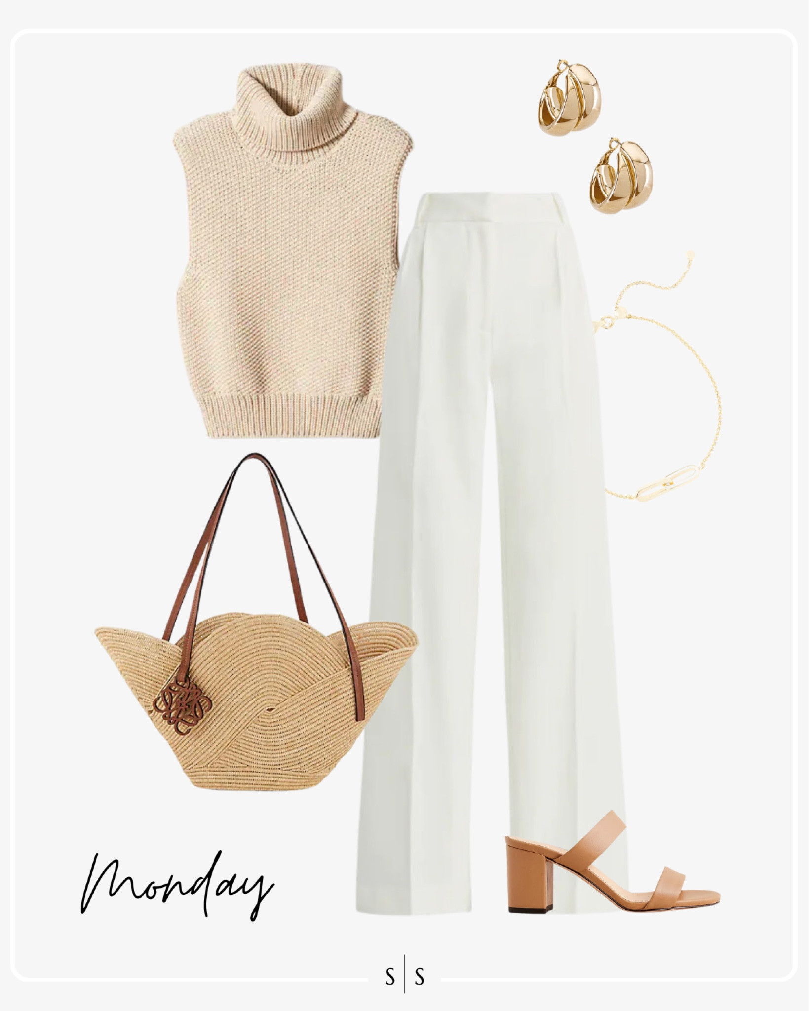 Style Guide of the Week | The High Low: mix of high end and affordable: roll neck sweater tank, tailored white wide leg pant, straw tote, brown sandal, gold jewelry

Timeless style, outfit ideas, designer, warm weather style, workwear, Summer outfits, closet basics, casual style, chic style, everyday outfit. See all details on thesarahstories.com ✨

#LTKstyletip #LTKFind #LTKworkwear
