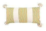 Creative Co-op Cotton & Chenille Vertical Mustard Stripes, Tassels & Solid Cream Back Pillows, Yello | Amazon (US)