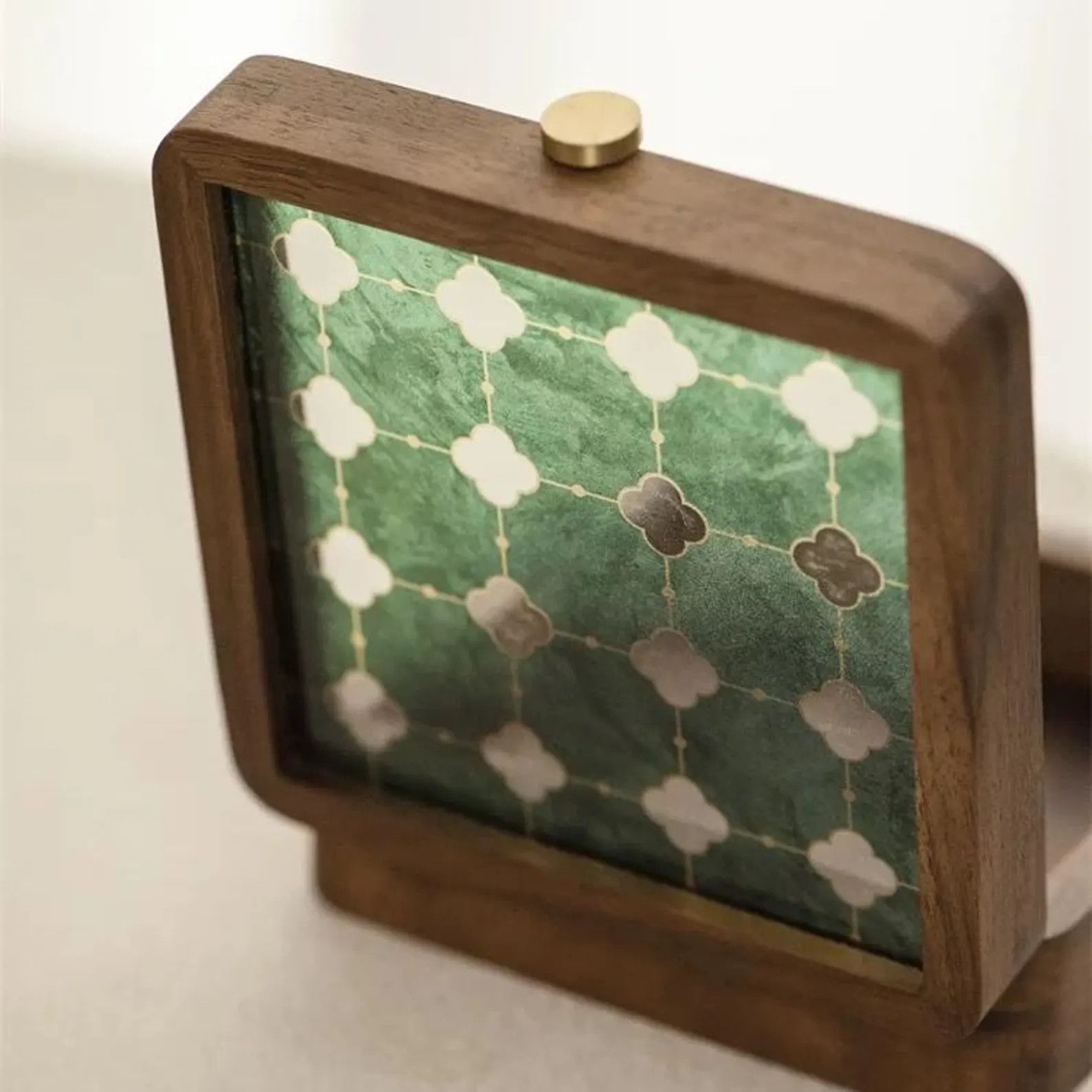 Custom Small Walnut Jewelry Box With Colored Glass Lid, Necklace & Ring Organizer - Anniversary K... | Etsy (US)