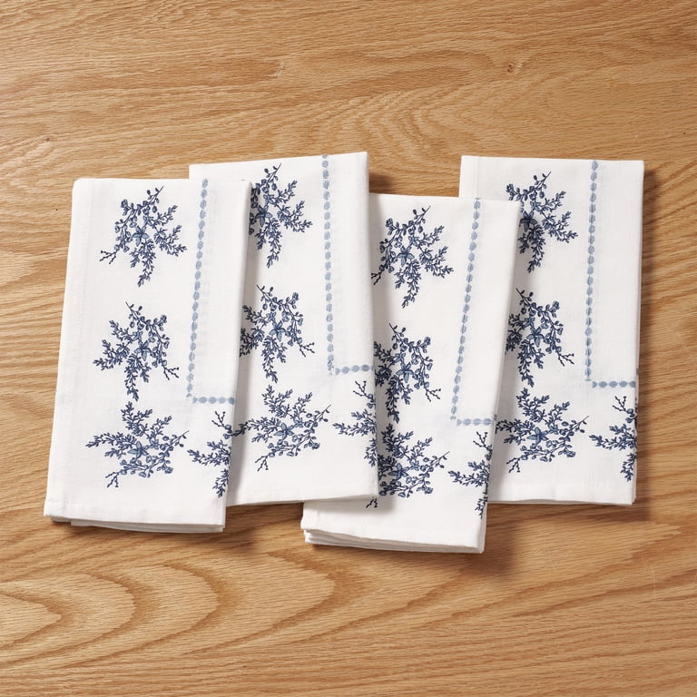 Blue and White Floral Cotton Cloth Napkins, 20" x 20", 4 Count, by My Texas House | Walmart (US)