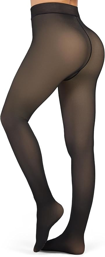 Fleece Lined Tights Women Sheer Warm Pantyhose Leggings Fake Translucent Thermal Winter Thick Tig... | Amazon (US)