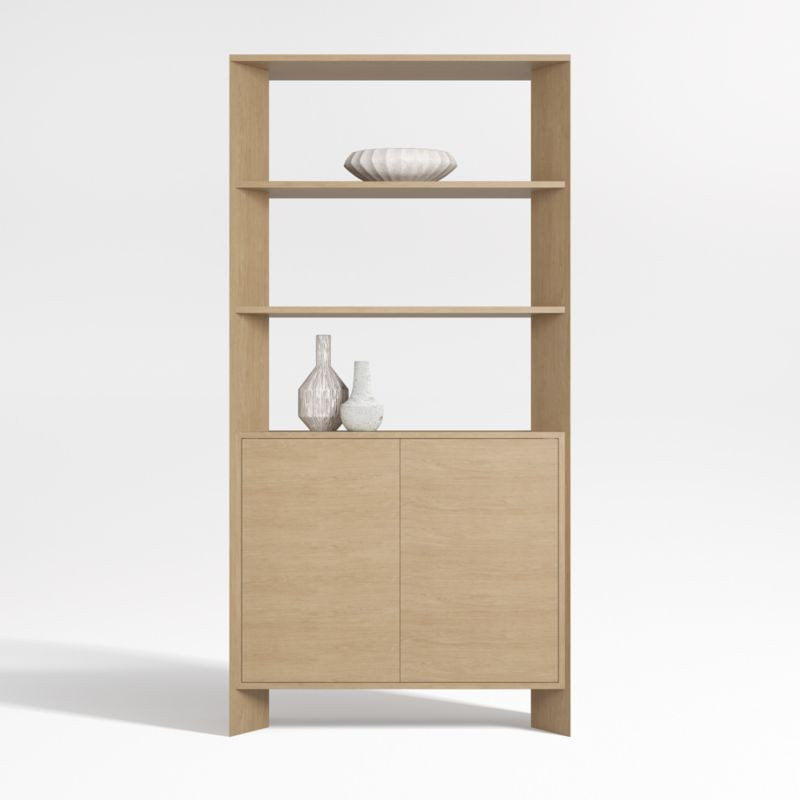 Terrazza Natural Solid Oak Wood 2-Shelf Storage Bookcase Cabinet + Reviews | Crate & Barrel | Crate & Barrel
