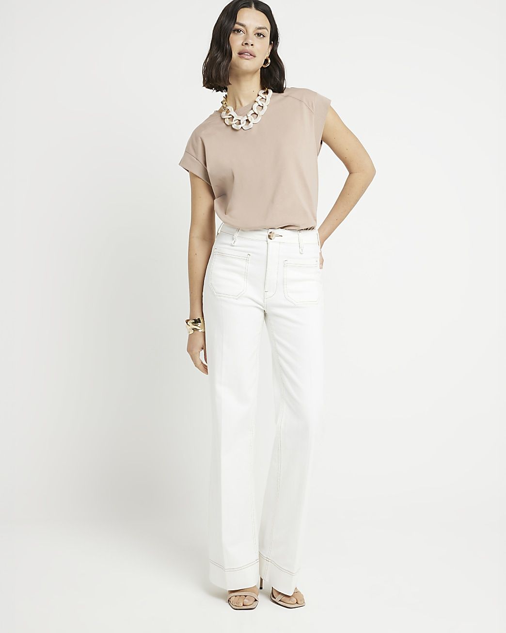 White relaxed wide fit jeans | River Island (UK & IE)