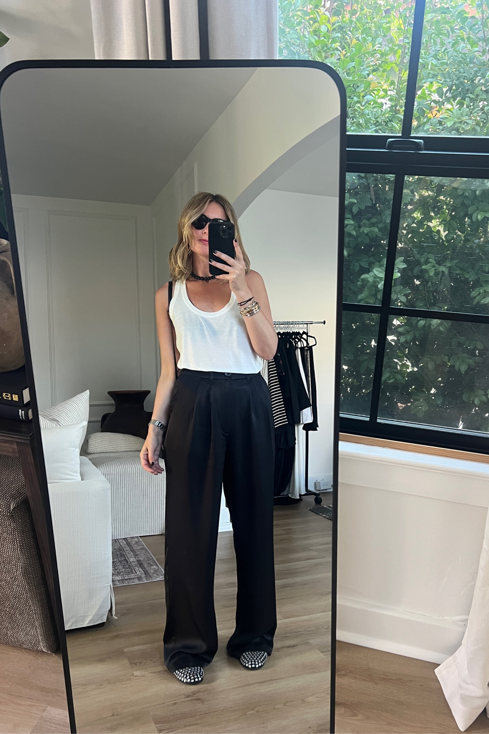 White Tank Top | Silk Pants | Anine Bing 

#LTKworkwear #LTKover40 #LTKfindsunder100
