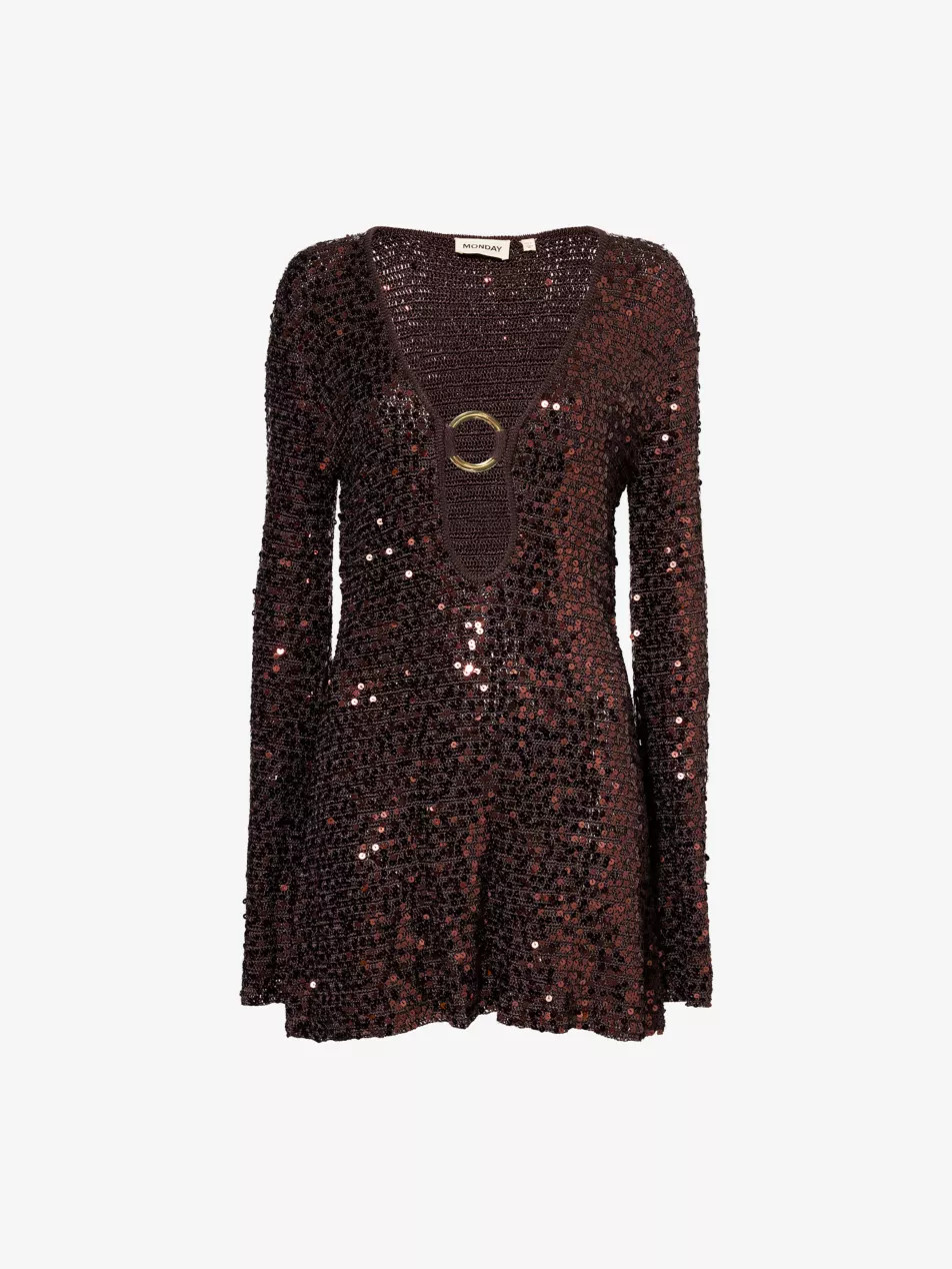 Montego Sequin-Embellishment Knitted Mini Dress | Selfridges