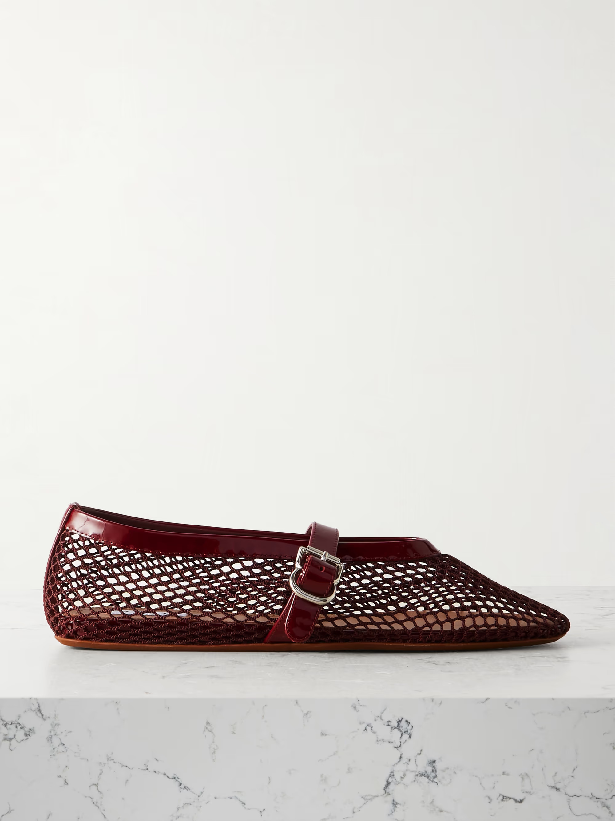 Patent leather-trimmed mesh ballet flats | NET-A-PORTER (UK & EU)