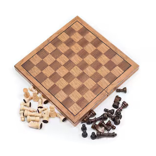 Trademark Games Wooden Book Style Chess Board with Staunton Chessmen 12-110402 - The Home Depot | The Home Depot