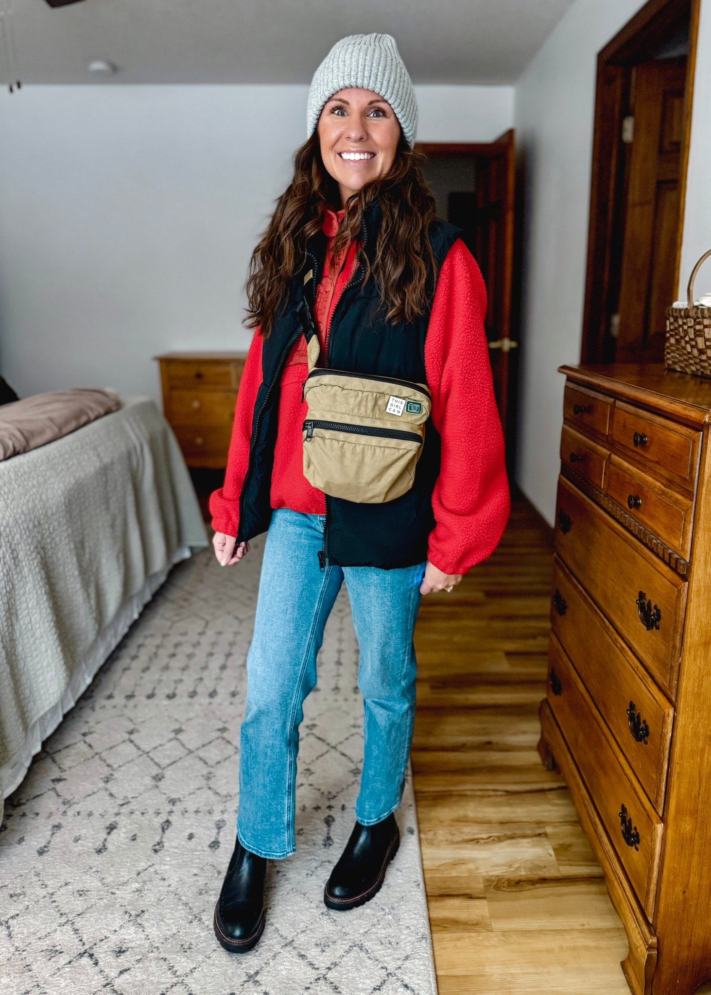 Winter outfit 
Wearing small in my red sherpa pullover, xs in my black puffer vest, 24 in a 26” inseam in my jeans and 6.5 in my boots (also linked more affordable ones) 



#LTKgrwm #LTKFindsUnder100 #LTKPetite