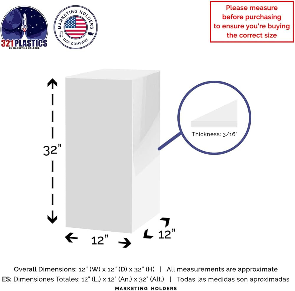 Marketing Holders Tall Acrylic Retail Display Box Cube Pedestal Art Sculpture Stand White Lucite ... | Amazon (US)