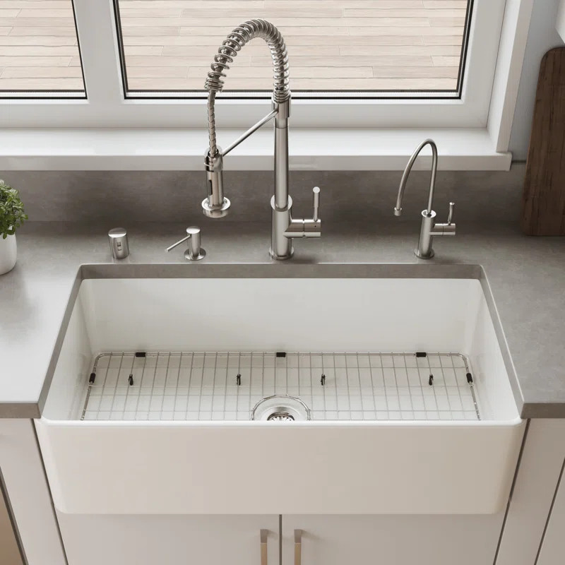 ABF3618-W Fireclay 36" L x 18" W Farmhouse/Apron Kitchen Sink | Wayfair North America