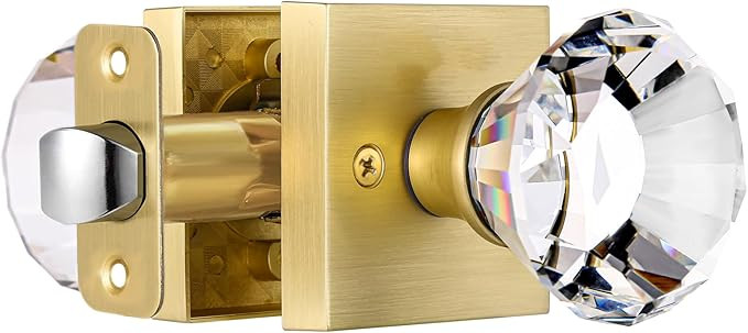 Glass Crystal Door Knobs Interior, Gold door knobs Passage Fuction, Satin Brass,BS-008N | Amazon (US)