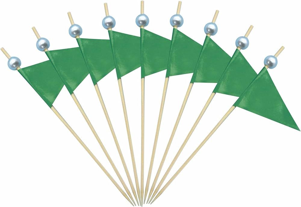 Green Cupcake Toppers Triangle Flags Mini Small Toothpick Stick Flag Blank Solid Color Labeling D... | Amazon (US)