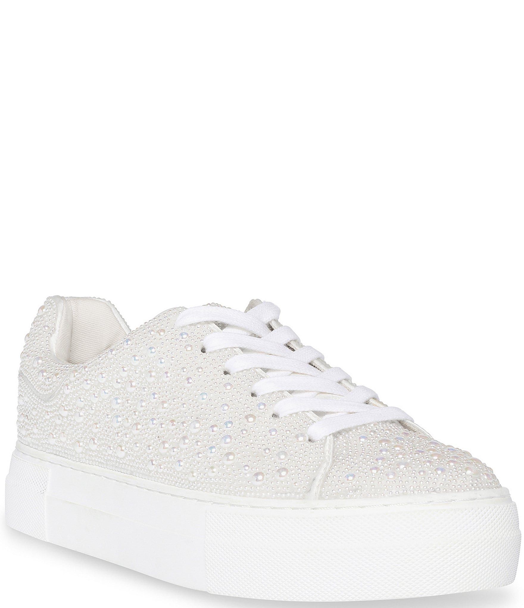 Blue by Betsey Johnson Sidny Bridal Faux Pearl Embellished Platform Lace-Up Sneakers | Dillard's