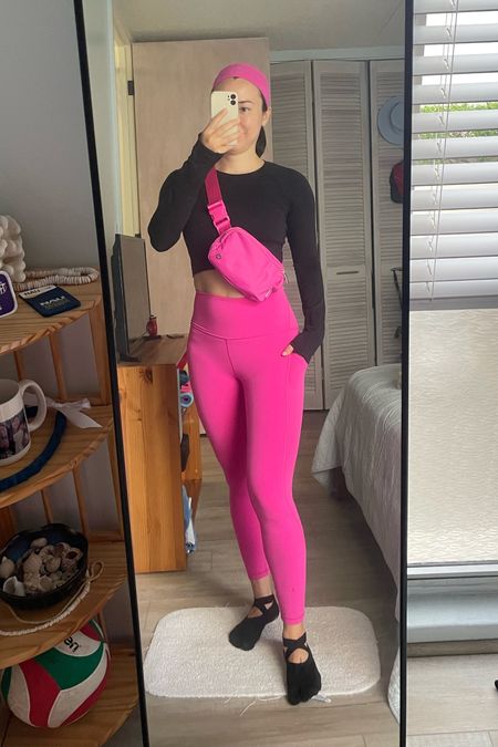 Lululemon Pilates fit for today.  Perfect for reformer class and as a casual athleisure outfit for running around in.  

I 💖 this color Sonic Pink….isn’t it so Barbie?!?!  Also love the pockets in these leggings.  They are on sale now so go snag them up!  

Styled with my everywhere belt bag and hair band to complete the look.

I also think this would be a good comfy travel outfit.   


#LTKtravel #LTKfitness #LTKHolidaySale