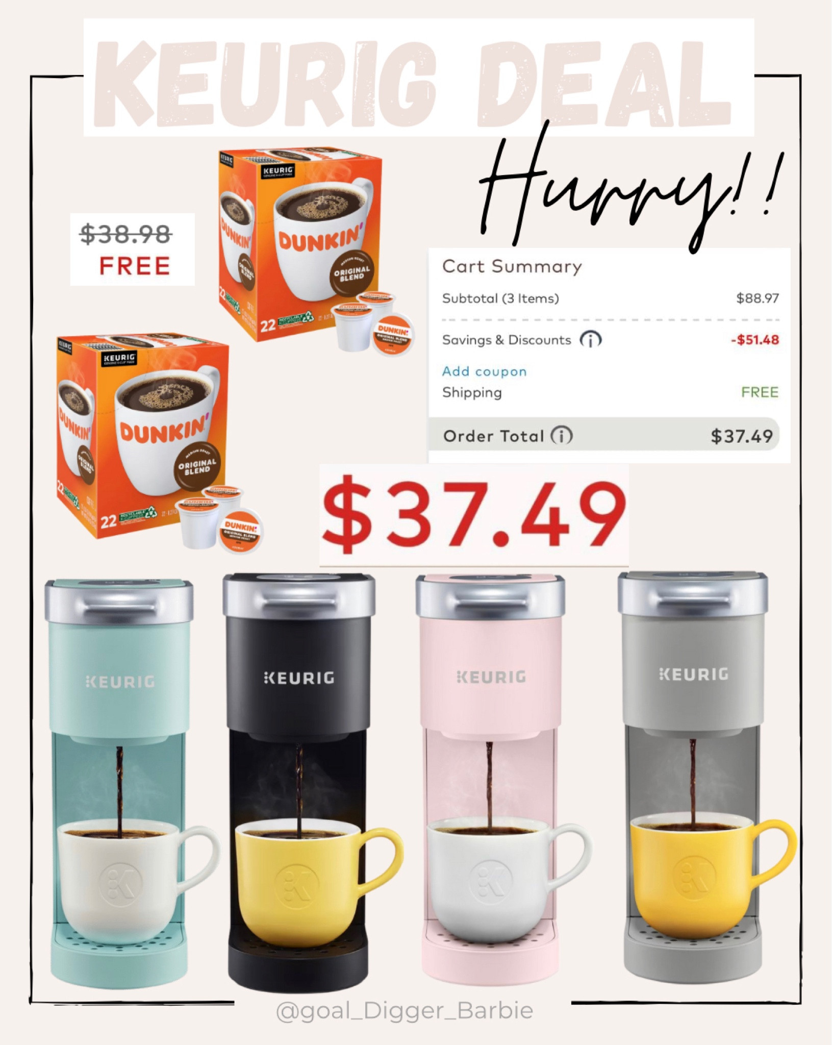 Keurig is on sale for $49 BUT if you add (2) 22ct Dunkin k-cups and use code “DUNKINHOLIDAY22” the entire bundle comes down to $37.49!  •WHILE SUPPLIES LAST•

Make sure you select the one time purchase on the kcups (unless you want the subscription*)

#LTKhome #LTKunder50 #LTKCyberweek