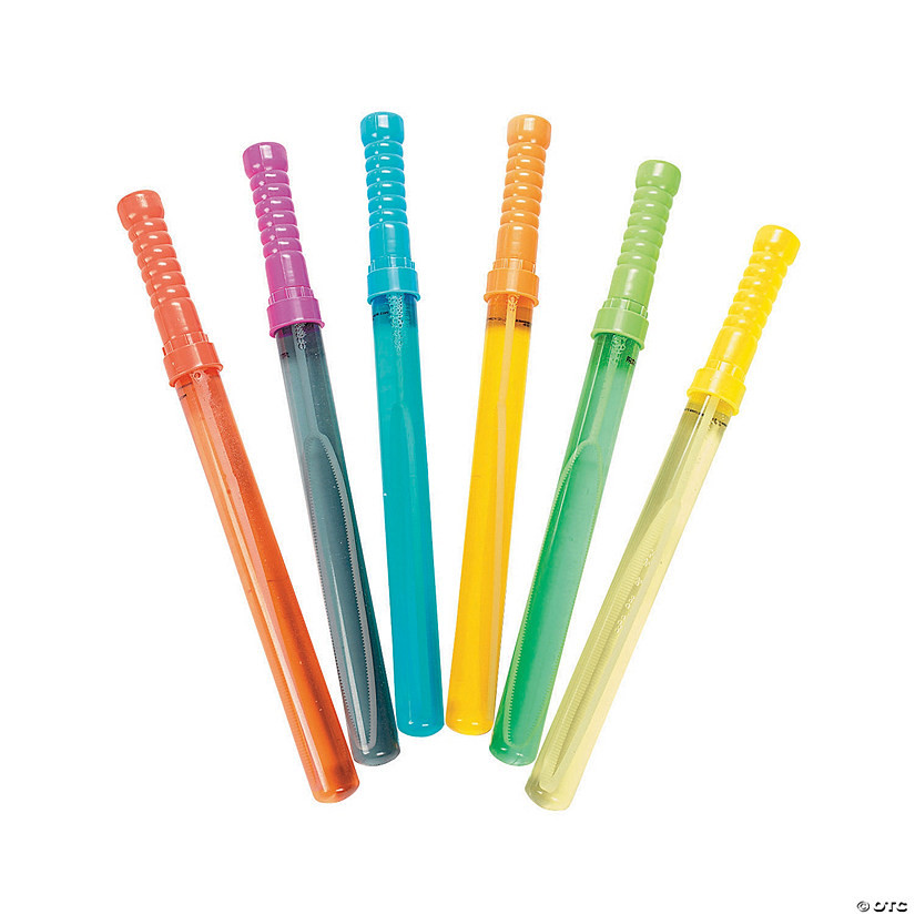 14" Bright Colors Big Plastic Bubble Wands - 12 Pc. | Oriental Trading Company