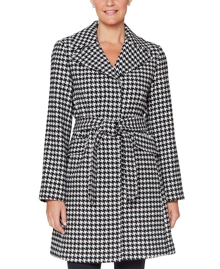 kate spade new york Houndstooth Belted Wrap Coat, Created for Macy's & Reviews - Coats & Jackets ... | Macys (US)
