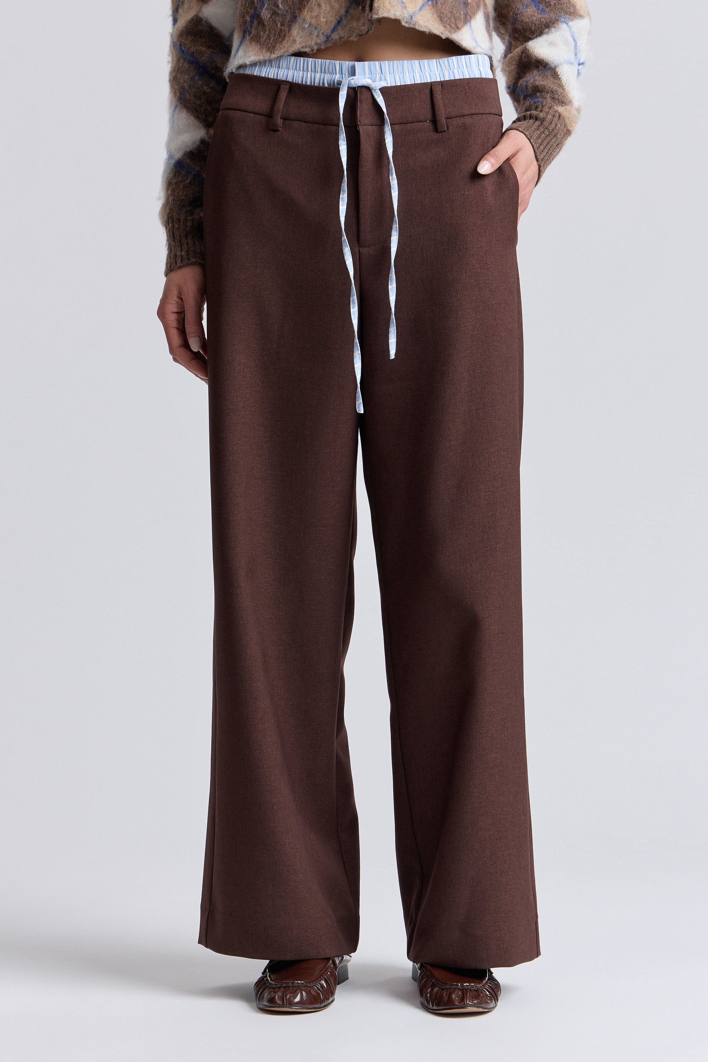 Layered Waistband Wide Leg Trouser | Avec Les Filles