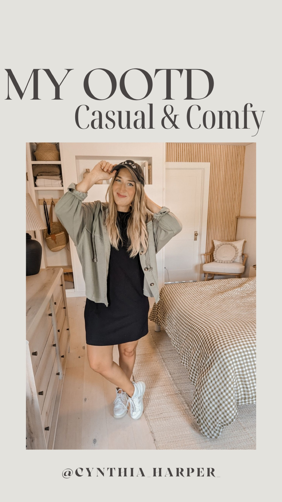My OOTD!! Casual and comfy. Love this shacket from American Eagle!! Linked my fav sneakers, T-shirt dress & baseball cap too! 