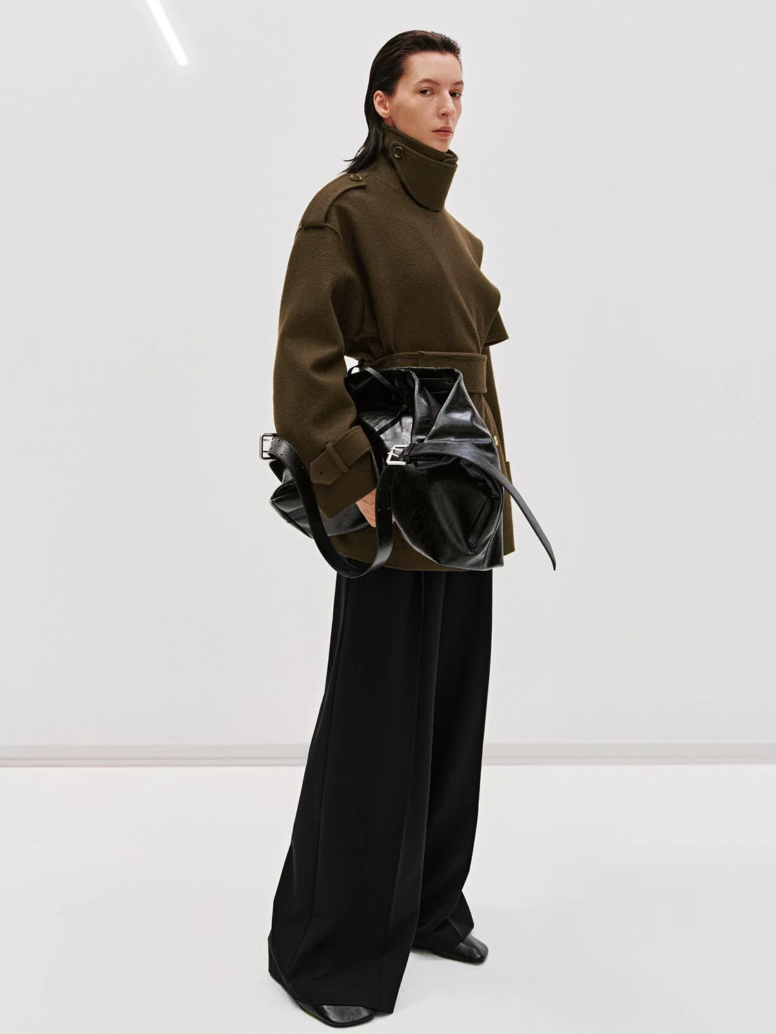 Funnel Neck Belted Wool Blend Scarf Coats | Urban Revivo