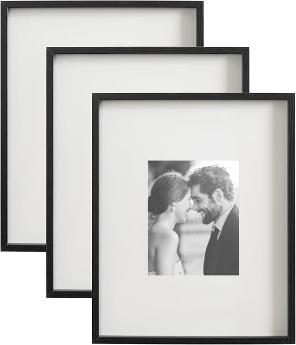 Kate and Laurel Gibson Modern Wall Picture Frame Set of 3; 16x20 matted to 8x10; Black; Three-Pie... | Amazon (US)