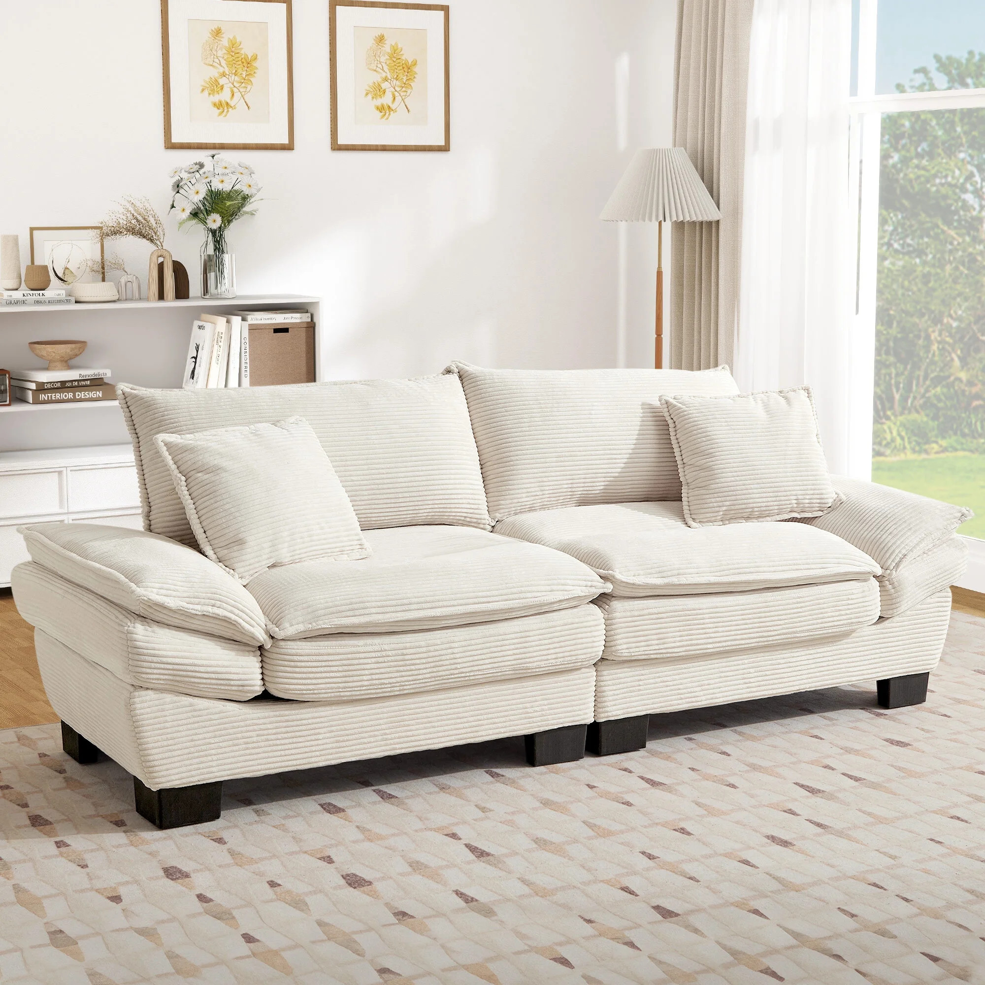 Muumblus 80"L Corduroy Loveseat, Upholstered Sleeper Sofa for Living Room, 2-Seater Plush Deep Se... | Walmart (US)