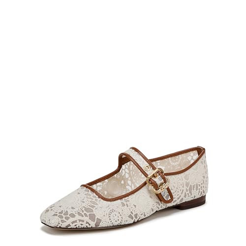 Sam Edelman Women's Michaela Mary Jane Flat, Natural Floral Crochet, 9.5 | Amazon (US)