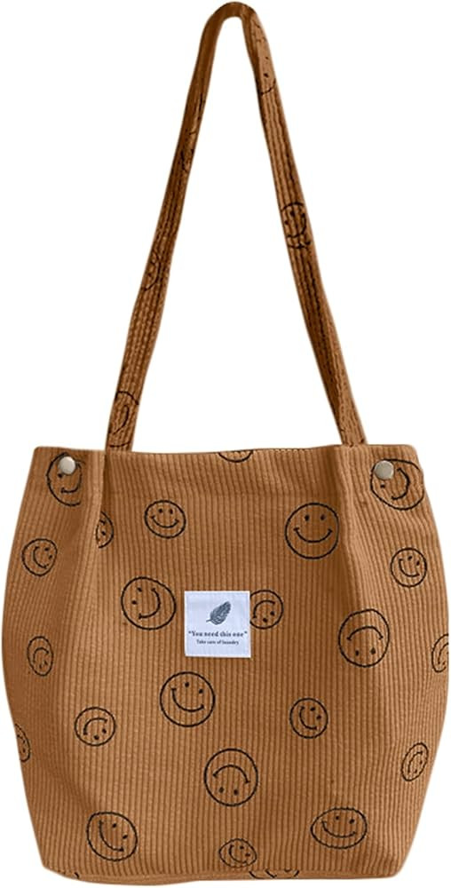 Corduroy Tote Bag Aesthetic Cute Tote Bags Large School Shoulder Bags for Girls Trendy Stuff | Amazon (US)